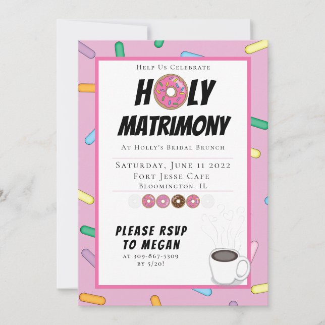 Custom Pink Donut Brunch Invitation (Front)
