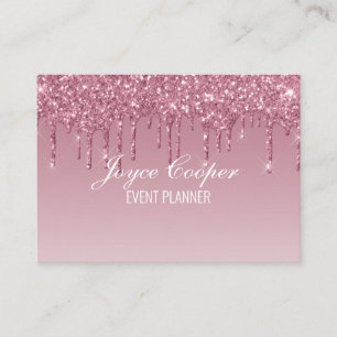 Custom Pink  Dripping Glitter Business Card