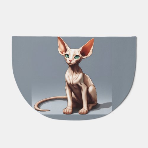 Custom Pink Elf Sphynx Cat Art Doormat Rug Gray 