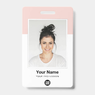 Custom Pink Employee Large Photo Logo Name Badge