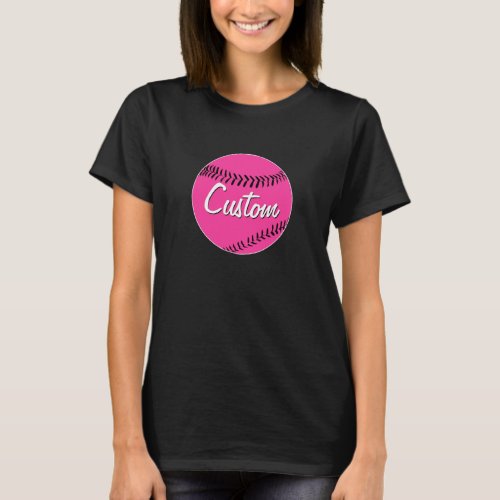 Custom Pink Fastpitch Softball Team Name or Text T_Shirt