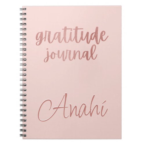 Custom Pink Faux Rose Gold Foil Gratitude Journal