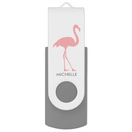 Custom Pink Flamingo Bird Swivel Usb Flash Drive