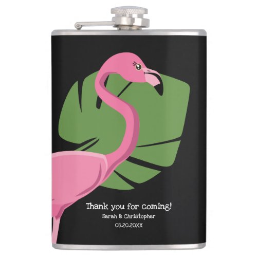 Custom Pink Flamingo Destination wedding favor Flask