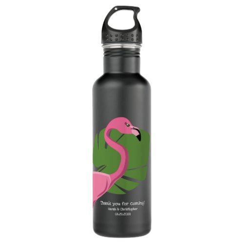 Custom Pink Flamingo Destination wedding favor Stainless Steel Water Bottle