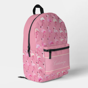 Custom Pink Flamingo Paradise Watercolor Pattern Printed Backpack
