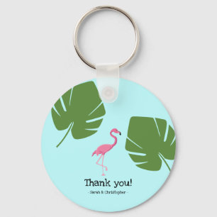 Custom Pink Flamingo Tropical Keychain favors