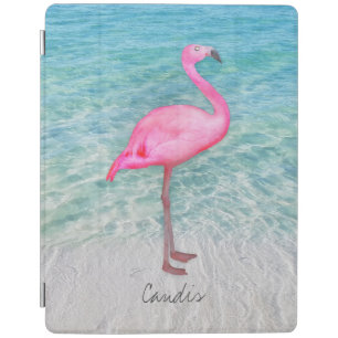 Custom Pink Flamingo Tropical Sandy Beach Modern iPad Smart Cover