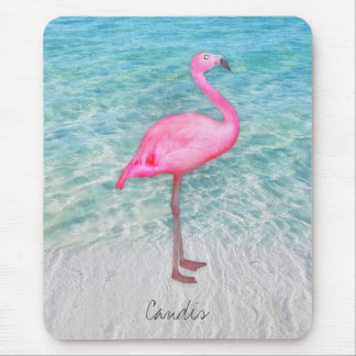 Custom Pink Flamingo Tropical Sandy Beach Modern Mouse Pad