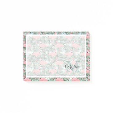 Custom Pink Flamingoes Palm Leafs Pattern Post-it Notes Custom Pink Flamingoes Palm Leafs Pattern Post-it Notes
