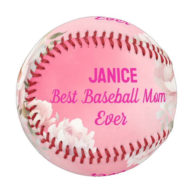 Custom Pink Floral Baseball Mom (Front Left)