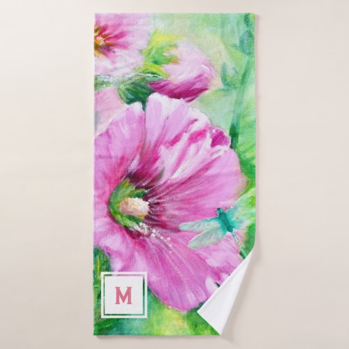 Custom Pink Floral Bath Towel