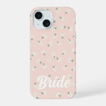 Custom pink floral bride phone case