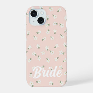 Custom pink floral bride phone case