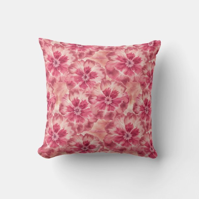Custom Pink Floral Coquette Throw Pillow (Front)