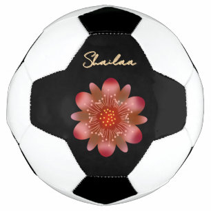 Custom pink floral design soccer ball