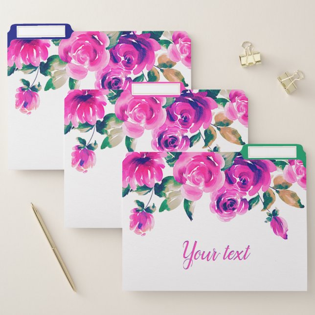 custom pink floral file folder (Set)
