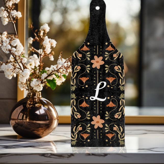 Custom Pink Floral Folk Art charcuterie Cutting Board (Creator Uploaded)