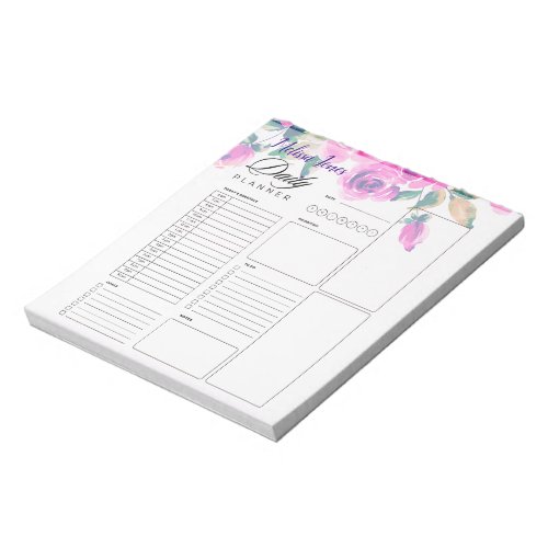 custom pink floral personalized daily planner notepad