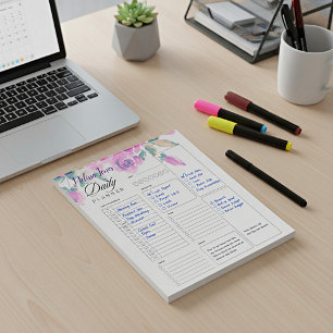 custom pink floral personalized daily planner notepad