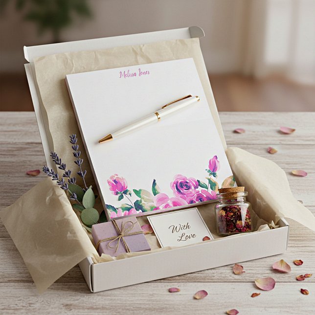 custom pink floral personalized notepad (Creator Uploaded)
