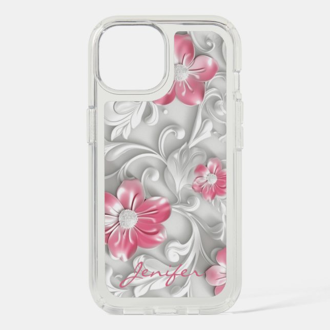 Custom Pink Floral Phone Case| Speck Presidio  iPhone Case (Front)