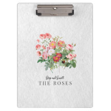 Custom Pink Floral Quote Gift Clipboard