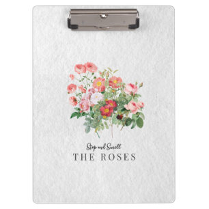 Custom Pink Floral Quote Gift Clipboard