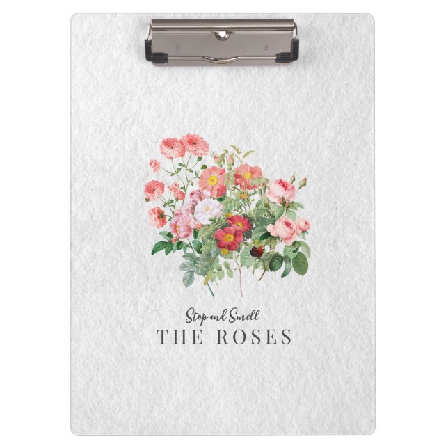 Custom Pink Floral Quote Gift Clipboard (Front)