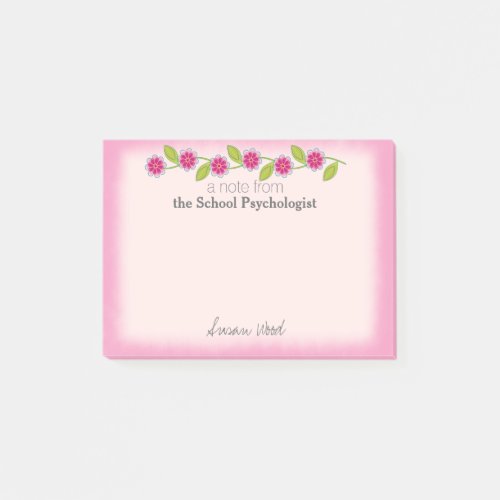 Custom Pink Floral School Psych Post_it Notes