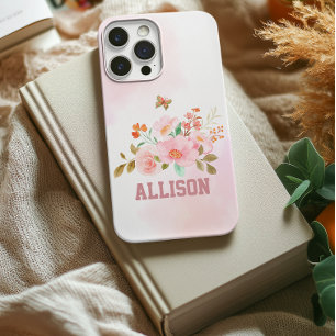 Custom Pink Floral Tough Case, Birthday Gift Case-Mate iPhone 14 Pro Case