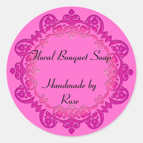 Custom Pink Floral Vintage Soap or Craft Stickers