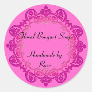 Custom Pink Floral Vintage Soap or Craft Stickers