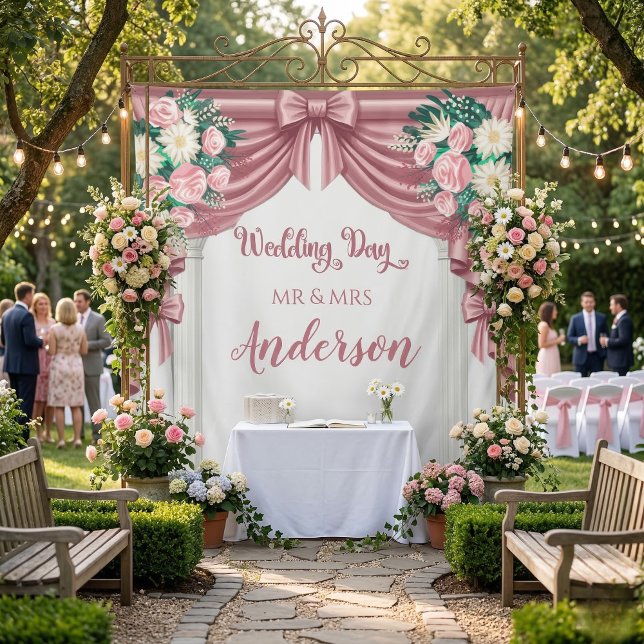 Custom Pink Floral Wedding Backdrop (Creator Uploaded)