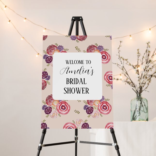 Custom Pink Flower Bridal Shower Foam Board (In Situ (Stand))