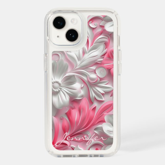Custom Pink Flower iPhone Case |Floral Phone Cover (Front)