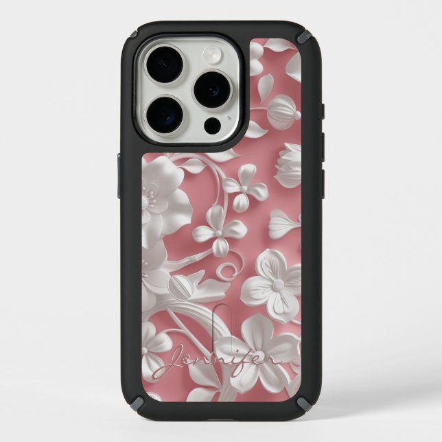 Custom Pink Flower iPhone Case |Floral Speck Case (Front)