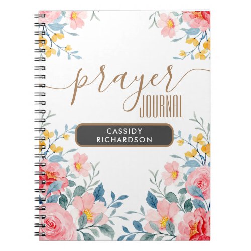 Custom Pink flower prayer journal notebook