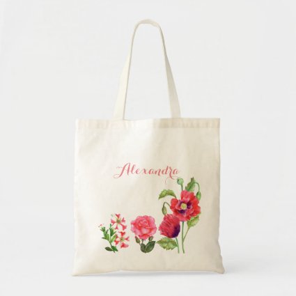 Custom Pink Flowers Floral Art Tote Bag