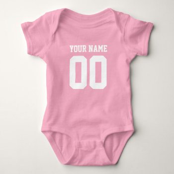 Custom Pink Football Jersey Number Baby Bodysuit by logotees at Zazzle