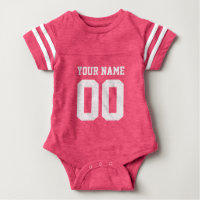 Custom pink football jersey number baby bodysuit