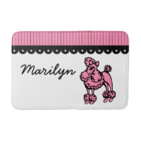 Custom Pink French Poodle Bath Mat Bathroom Rug