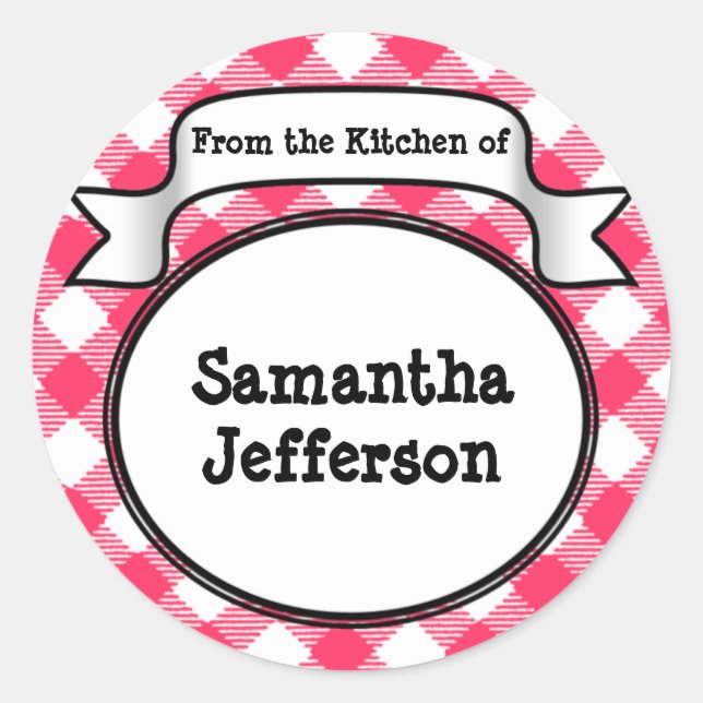 Custom Pink -From the Kitchen Of- Jar or Label (Front)