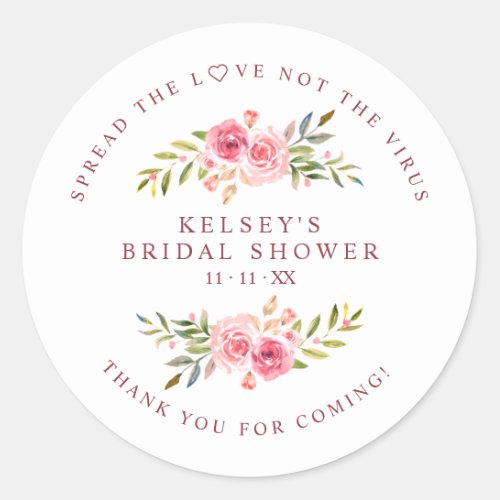 Custom Pink Garland Wreath Bridal Shower Sanitizer Classic Round Sticker