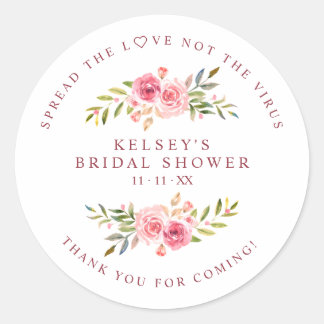 Custom Pink Garland Wreath Bridal Shower Sanitizer Classic Round Sticker