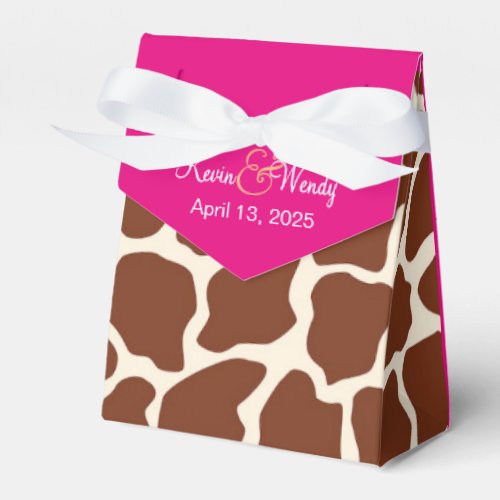 Custom Pink Giraffe Wedding Favor Boxes