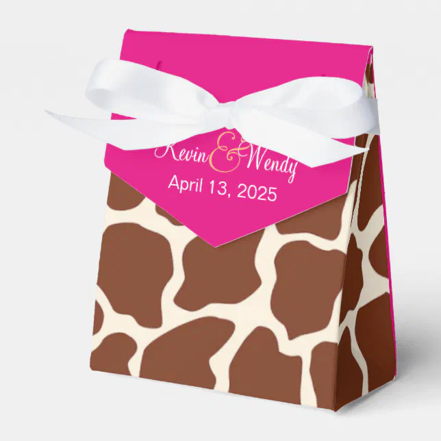 Custom Pink Giraffe Wedding Favor Boxes Zazzle
