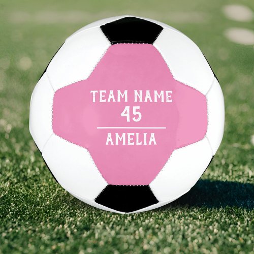 Custom Pink Girl Soccer Ball with Team Name Number