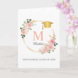 Custom Pink Girls Graduation Card