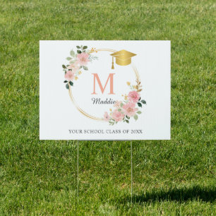 Custom Pink Girls Graduation Sign